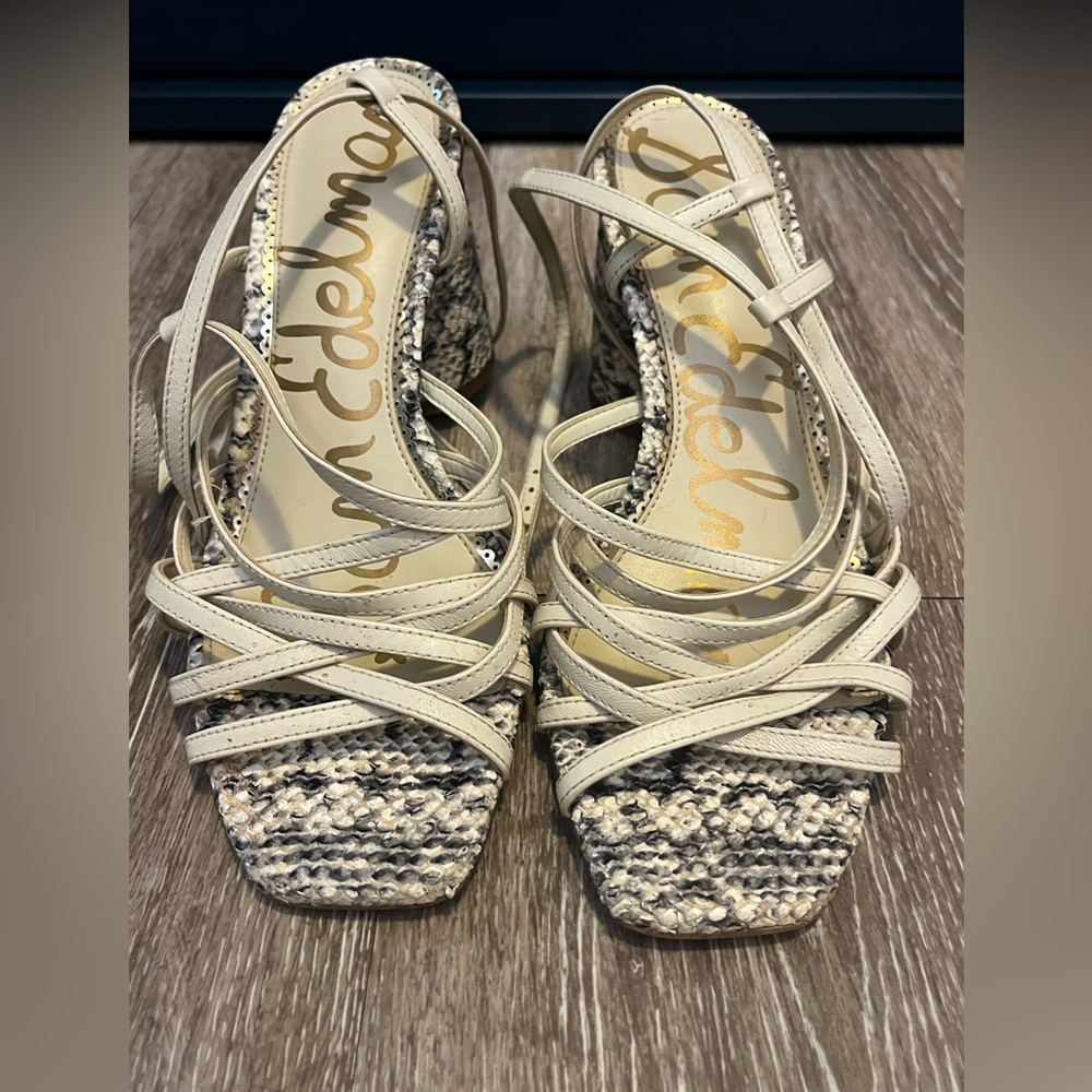 Sam Edelman Women's Block Heels - Cream and Silver
